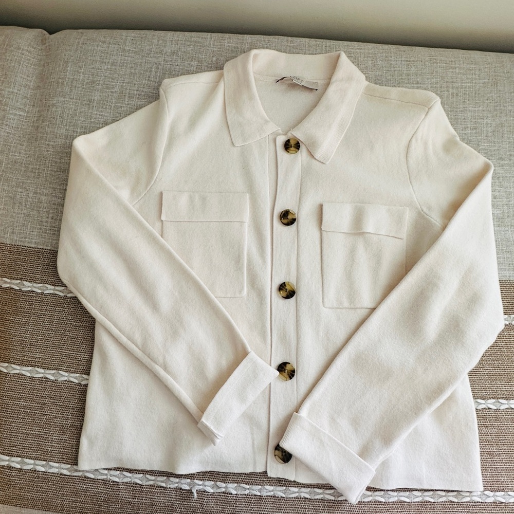 LOFT Off-White Lady Jacket Sweater with Button Detail - Picture 5 of 8